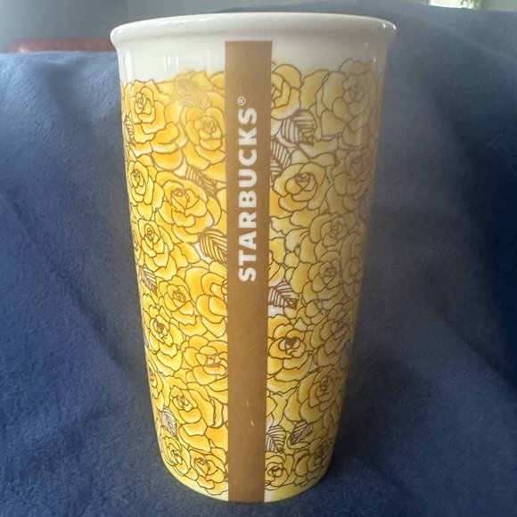 Starbucks Yellow Rose of Texas Ceramic Travel Tumbler 12 Oz - Picture 2 of 9